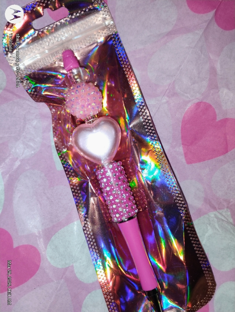 🌷Pink Heart Rhinestone Ballpoint Pen - Decorative Home Office Stationery